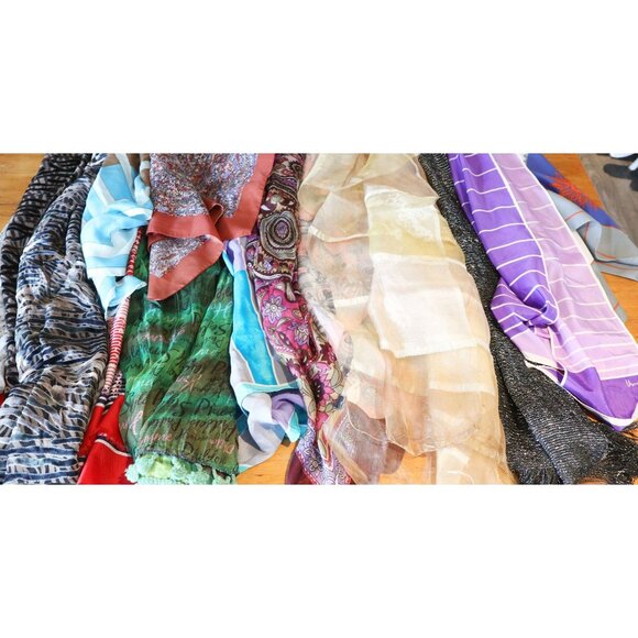 12 Vintage Scarves Scarf Vera Silk Rayon Instant Collection Lot G - Picture 1 of 5